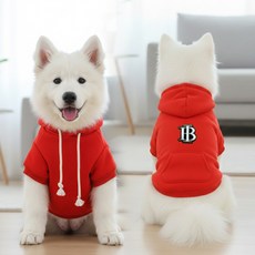 강아지후드티 반려동물 컬러순면 캐릭터 강아지옷 캥거루주머니 100%면티, 1개, HB레드