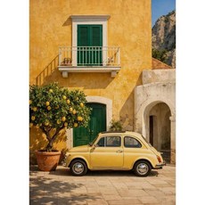 레트로 빌라 석류나무 정원 지중해 해안 전망 포스터 벽 예술 그림 캔버스 홈 장식, 1. 3