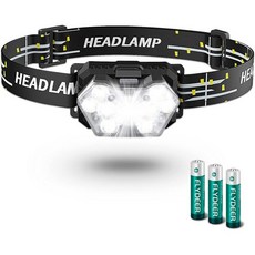 2000루멘 초고광도 9 LED 헤드램프 USB C 충전식 헤드라이트 10가지 모드 방수 모션 센서 손전등 흰색 빨간색 조명 포함 조절 가능한 머리띠 성인 야외 하이킹용 305, 1개 팩, AAA