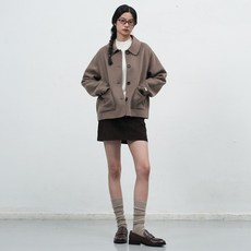 제너럴아이디어 WOMAN 울 카라 핸드메이드 숏 코트 MOCHA / WBE3L10511