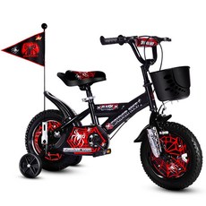 두발 자전거 보조바퀴 스파이더맨 산악 미니 소형 4발, 18인치, B.스파이더맨블랙(자동차바구니선물팩), 상세 페이지 참고