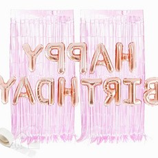 비비드에딧 로즈골드 생일은박풍선 메탈핑크커튼 세트