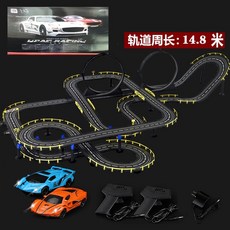 카레이싱 트랙 세트 배틀 자동차 레일 경주용 RC카 조립식 미니카 도로, 전기+핸드용+차량6대(브러쉬20개/가이드4개), 1세트, 14.8m 트랙