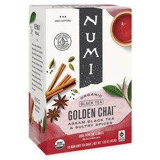 누미 유기농 골든 차이 티 티백 18개입 아쌈 홍차 카 Numi Organic Golden Chai Tea 18 Tea Bags Assam Black Tea Cardam, 골든차이, 1개