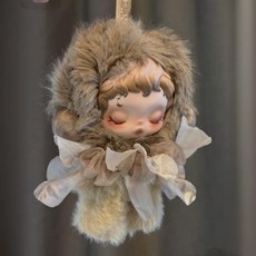 팝마트 스컬판다 라부부 인형옷 겨울 무브먼트 인형의상 펜던트, 카키 헤어피스 인형 옷, 아기 옷만 있고 아기 없음