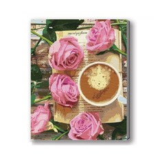 MANTO 台灣製造 大尺寸 50x65cm DIY數字油畫 花海花卉風景 初學者專用, 咖啡花語, 1套