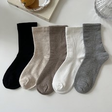 러브앤삭스 여성용 조임없는 무압박 긴목 골지양말 임산부 당뇨양말 5켤레 세트, 코코아