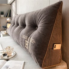 해피유통 등받이 쿠션 삼각 의자 침대 쇼파 대형 헤드 인테리어 등쿠션 롱 거실 허리 받침 베개, 60, 베이지