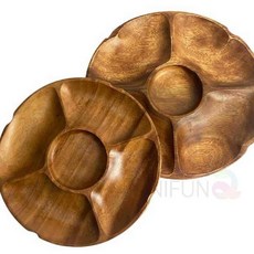 아카시아 원형 접시 우드 트레이 반찬 담는 그릇 식탁용 나무 플레이트 5절 986000ea (개), 중