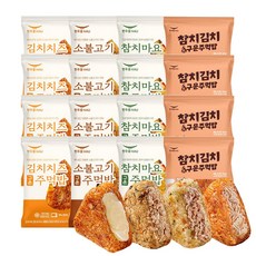 한우물 구운 주먹밥 4종 4개씩 김치치즈 소불고기 참치마요 참치김치, 16개, 100g