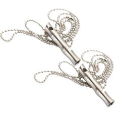 2종 호신용 메탈 호루라기 목걸이 휘슬 생존 방범용, 2세트, T4671 실버