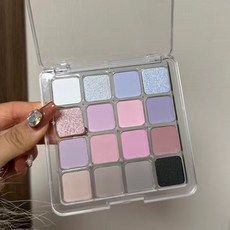 肥四推荐 春日韓系 超便宜 16色眼影盤 偽素顏裸妝粉棕蜜瓜新色眼影霧面珠光亮片腮紅, 1個, 色夢幻藍