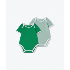 무신사 스탠다드 MUSINSA STANDARD KIDS 베이비 링거 반소매 반팔 바디수트 2팩 [그린/더스티 민트] MKEUT0Z04-A6 418442