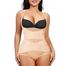 Nebility 여성용 끈 보정 속옷 바디수트 복부 컨트롤 바디 셰이퍼 파자 심리스 허리 트레이너 코르셋 거들 베이지 브리프 206568