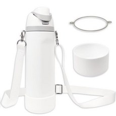 귀여운 물병용 실리콘 부츠 세트 946.4ml(32온스) - 미끄럼 방지 슬리브 어깨끈 완벽한 액세서리 텀블러에 적합 무료 한 모금 핑크 커피 (데님), 핸드 스트랩 없음(화이트)