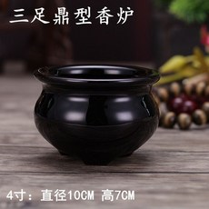 【開發票/統編】陶瓷室內小綫燒香爐 白瓷浮雕蓮花香爐 佛具用品 淨香爐 線香爐 神明爐 室內供奉插香爐, 黑色三足香爐,4寸, 1個
