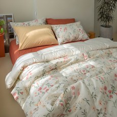 BAZAAR Natural純棉水洗薄被, 小屋(橘色）