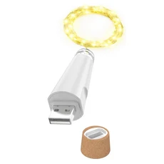 호환2m 20 LED 코르크 병 요정 라이트 USB 충전식 실내 장식 문자열 램프 침실 홈 파티 웨딩 크리스마스, 02 warm light, 03 1개, 02 warm light