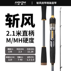 戰鷹 斬風 路亞竿 2.4米 直柄 M/MH 硬度, 斬風2.1米（二節）-直柄M/MH雙竿稍
