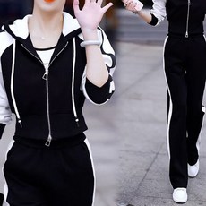 【洋氣連帽】衛衣兩件套 運動套裝 休閒套裝 春秋套裝 衛衣套裝 連帽開衫 時尚撞色 舒適親膚 春秋季新款 日常通勤穿搭