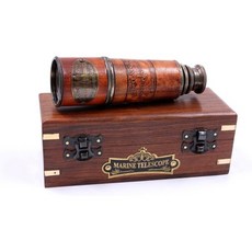수제 황동 해양 망원경과 나무 상자 스타일 1