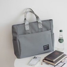 商務大容量外出時尚文件手提袋輕奢男女牛津帆布公文包通勤電腦包, 多功能電腦包灰色大號