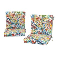 DYTXIII 야외 미드백 의자 쿠션 2개 세트 50.8 x 43.2cm2-20 17인치 방수 및 변색 방지 파티오 시트 쿠션 고탄력 폼 다이닝용 미끄럼 타이 발코니 가, 페이즐리 멀티