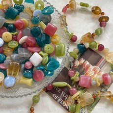 臺灣*出貨 100克混珠DIY只此青綠水墨串珠材料亞克力手工飾品耳飾手鍊項鍊