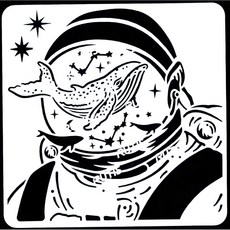 簍空模板 繪畫模版 蝶古巴特 DIY 宇宙鯨魚太空人 星空 塗鴉 藝術設計, 1個, ST-CU1-0073