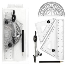 Protractor and Compass Set with Rulers All-in-One Geometry Tool Kit for Students Technical Drawin, Protractor and Compass Set wit