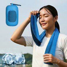 서준 휴대용 스포츠 쿨 타월, 1개, 스카이블루