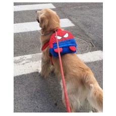 강아지 대형견 백팩 리트리버 유치원 소형견 배트맨 가방, 1개, 스파이더맨