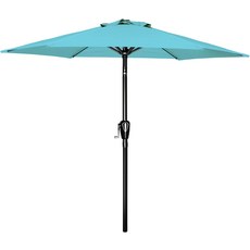 YSSOA 7.5인치 파티오 우산 야외 테이블 마켓 야드 튼튼한 갈비뼈 6개 청록색, Tan, 7.5ft