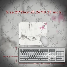 마우스 패드 수묵화 벚꽃 게이머 XL 홈 새 기계식 키보드 천연 고무 미끄럼 방지, 02 210x260x2mm