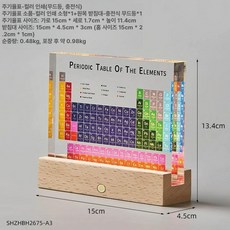 원소주기율표 실물 기호 아크릴 화학 투명 실물원소, 컬러레터 컬러충전조명