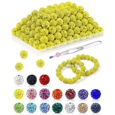 ECLATIS 하이퀄리티 주얼리 제작용 FIVEIZERO 라인스톤 비즈 120개 10mm 황수정 샤이니 라운드 스파클 크리스탈 클레이 벌크 스파클리 야구 목걸이 디자인 팔찌