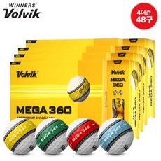 볼빅 MEGA 360 3피스 골프공 플래그라인 고반발 퍼팅라인, 4개, 12개입, 메가 혼합4색