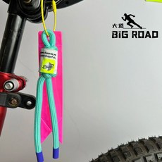 自行車熒光繩反光飄帶掛件夜騎小布Brompton山地公路車通用配件, 湖藍+粉飄帶【送彩色鋼絲圈】, 1個
