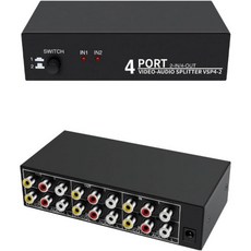 오디오 스플리터 변환 출력 3RCA AV 비디오 스위처 2 in 4 out DVD 플레이어 게임 콘솔 TV 박스 외부 모니터 프로젝터 스테레오 앰프 어댑터 복합 셀렉터 스위치, 3RCA AV 오디오 비디오 스위처 스플리터 2 in