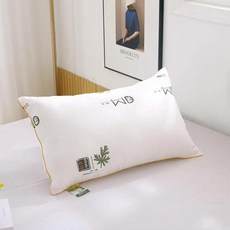 심플 모던 폴리에스터 코튼 베개 호텔 다운 깃털 코어 선물용 하이 프린팅 오피스, 22. 쑥 단면 화이트 750g 중간 높이 베개 1개입, 1개