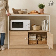 JS리빙 주방 렌지대 보조 조리대 키친 조리대 선반 아일랜드 밥솥 식탁 수납장 부엌 인테리어 원목 1인 다용도 수납 정리함 원룸 미니 홈바 테이블 (DRS)-WF0456045, 우드
