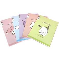 산리오 좁은칸 알림장 1세트, 5개, 포차코