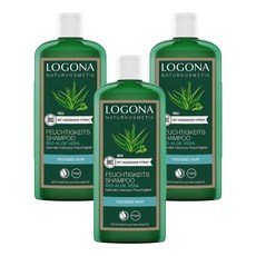 로고나 LOGONA 모이스처라이징 샴푸 오가닉 알로에베라 건성 모발 민감두피 집중 보습 비건 샴푸 Moisturizing Shampoo with Organic Aloe Vera, 3개, 250ml