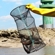 민물 바다 통발 어망 원형 접이식 낚시 어구 대용량 물고기 포획 그물망, 대형