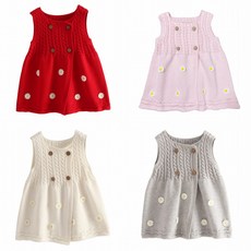 【Arbea】兒童寶寶毛線純棉洋裝女童針織背心馬甲毛衣開襟衫中長春秋【C1038】