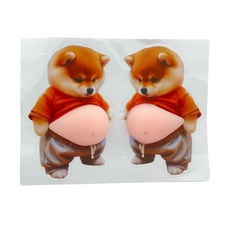 조은디 시바견 뱃살 스티커 자동차 문콕 방지 스트레스해소 3D입체스티커(좌/우 한세트), 1세트, 아련한 뱃살 시바견