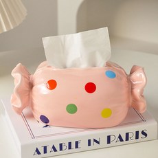 Lovfir 세라믹 티슈 케이스 컬러 캔디 스타일링 휴지 케이스 크리에이티브 홈 선물, 핑크