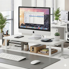 대경마켓 자세교정 목편한 모니터 받침대, 1개, 화이트