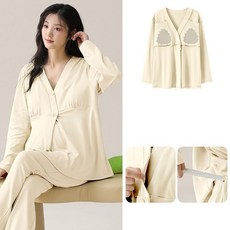 겨울 임산부 파자마 상하의 세트 빅사이즈 순면 패드 수유 내의 세트 임산부 실내복 상의 + 하의 YJW