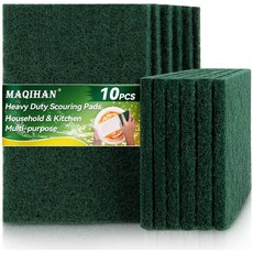 MAQIHAN 헤비 듀티 스크루닝 패드 - 주방 욕실 가정용 청소 접시 스크루버 스크루 스펀지 오븐 바비큐 그릴 욕조용 10PCS
